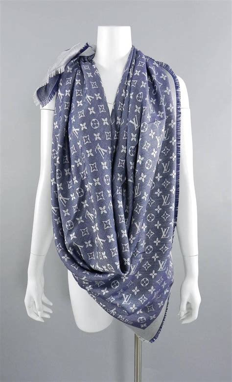 louis vuitton scarf blue denim|louis vuitton purse scarf women's.